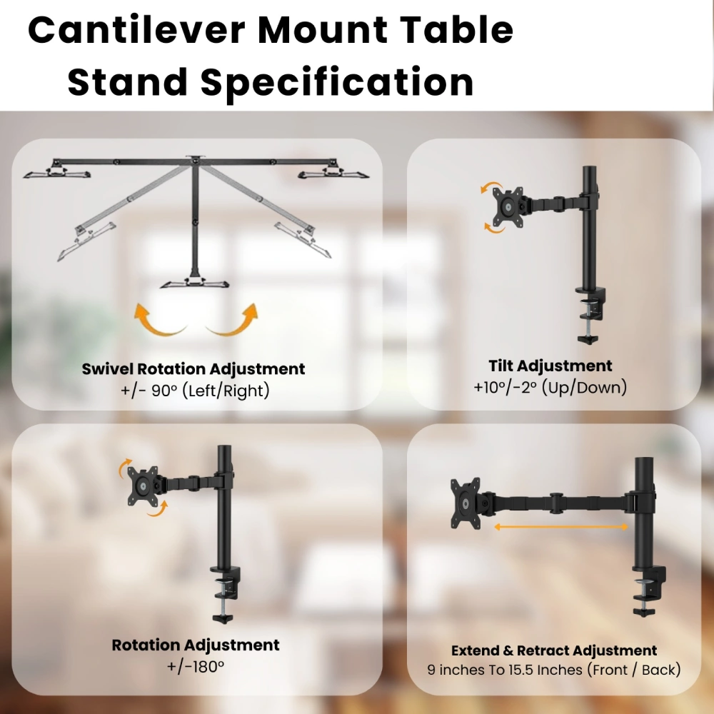 LED Monitor Mount Stand For 1 LED 17"-30" With Table Clamp view 4